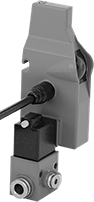 Image of Product. Direct Sensing Sensor with Solenoid Valve and Cable Lead. Front orientation. Solenoid Valve. Roller-Conveyor-Mount Photoelectric Sensors , Direct Sensing.