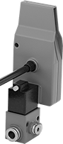 Image of Product. Reflector Sensor with Solenoid Valve and Cable Lead. Front orientation. Reflector Sensor. Roller-Conveyor-Mount Photoelectric Sensors .