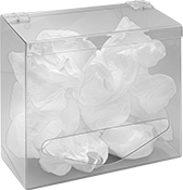 Image of ProductInUse. Front orientation. Clothing Dispensers. Disposable Clothing Dispensers, Plastic—1 Compartment.