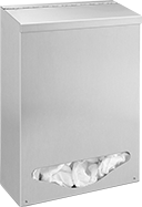 Image of Product. Front orientation. Clothing Dispensers. Disposable Clothing Dispensers, Stainless Steel—1 Compartment.