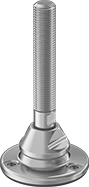 Image of Product. Front orientation. Leveling Mounts. Seismic Stay-Put Swivel Leveling Mounts with Threaded Stud, Three Mounting Holes, With Cushion.