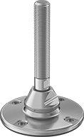 Image of Product. Front orientation. Leveling Mounts. Seismic Stay-Put Swivel Leveling Mounts with Threaded Stud, Four Mounting Holes, With Cushion.