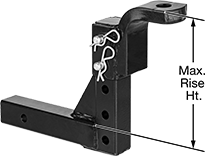 Image of Product. (Shown in Raise Position). Bottom orientation. Contains Annotated. Hitch Inserts. Hitch Inserts, Height Adjusting Adapters for Hitch Balls.