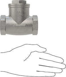 Image of Product. Side1 orientation. Contains SizingReference. Socket-Connect Check Valve, 1-1/4 Pipe Size.