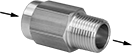 Image of Product. Female Inlet × Male Outlet. Front orientation. Contains Annotated. Male. Threaded Check Valves, Female.