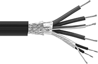Image of Product. With Uninsulated Ground Wire. Side1 orientation. Variable-Frequency Drive Motor Cable. Power and Control Wire—Stranded with Polyethylene Outer Jacket, Uninsulated Ground Wire.