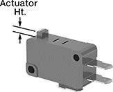 Image of Attribute. Front orientation. Contains Annotated. Snap-Acting Switches. Light-Touch Miniature Snap-Acting Switches, Plunger Actuator Style.