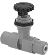 Image of Product. Front orientation. Flow-Adjustment Valves. Precision Flow-Adjustment Valves with Push-to-Connect Fittings.
