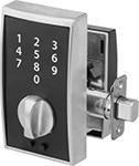 Image of Product. Outside View. Back orientation. Deadbolt Locks. Keypad Combination Deadbolt Locks.