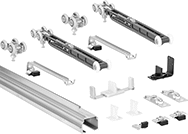 Image of Product. Internal Roller Kits. Front orientation. Door Tracks and Fittings. Soft-Closing&nbsp;Roller Track Kits for Doors, Internal Rollers.