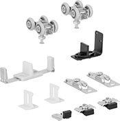 Image of Product. Replacement Hardware. Front orientation. Door Tracks and Fittings. Soft-Closing&nbsp;Roller Track Kits for Doors, Internal Rollers, Aluminum.