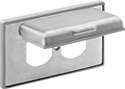 Image of Product. Front orientation. Wall Plates. Corrosion-Resistant Wall Plates, Horizontal Flip-Down Cover For NEMA Outlets.
