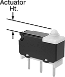 Image of Product. Plunger. Bottom orientation. Contains Annotated. Snap-Acting Switches. Ultra-Miniature Snap-Acting Switches, Plunger Actuator Style.