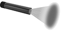 Image of ProductInUse. Full Cone Airflow Pattern. Front orientation. Abrasive Blasting Nozzles. Noise-Reducing Nozzles for High-Speed Abrasive Blasters, Straight, Full Cone Airflow Pattern.