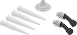 Image of Product. Front orientation. Caulk Gun Nozzles. Extension Kits for Sausage-Pack Caulk Guns.