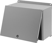 Image of Product. Front orientation. Electrical Enclosures. Watertight Enclosures, Top-Hinged Cover.