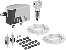 Image of Product. Front orientation. Vortex Tubes. Quiet Washdown Enclosure-Cooling Vortex Tubes with Thermostats, Fixed Thermostat Control, Mechanical, Dual Air Outlets.