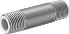 Image of Product. Male. Front orientation. Pipe and Fittings. Standard-Wall Galvanized Iron and Steel Threaded Pipe Nipples and Pipe for Joining Dissimilar Metals, Pipe—Threaded on Both Ends, Male, Threaded Fitting Connection.