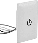 Image of Product. White ABS Switch for 1 Gang. Front orientation. For 1 Gang Outlet Box Designation. Easy-Clean Touch Light Switches, White ABS.