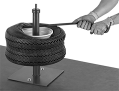 Image of ProductInUse. Step 2: Remove the tire from the rim with the tire iron.. Front orientation. 16 1/2" High.