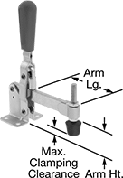 Image of Product. With Cut-to-Length Arm. Front orientation. Contains Annotated. Toggle Clamps. Hold-Down Toggle Clamps, With Cut-to-Length Arm.