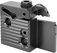 Image of Product. Cartridges for Cutoff, External Grooving, External Profiling. Front orientation. Lathe Tool Insert Holders. Quick-Change Cartridges for Cutoff, Profiling, and Grooving Lathe Tool Inserts with Two Cutting Edges, Cutoff Cut, External-Profiling Cut, External-Grooving Cut, Right-Hand Cutting Direction, 1 3/4" High.