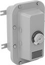 Image of Product. Style B. Front orientation. Disconnect Switches. Hazardous Location Enclosed Disconnect Switches, Powder-Coated Aluminum Housing, 3 Circuits Controlled with Lockout, Style B.