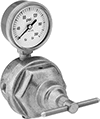 Image of Product. With T-Handle. Front orientation. Pressure-Regulating Valves. Pressure-Regulating Valves for Fuel Gases, Female Inlet, Brass Body, Outlet-Pressure-Adjustment T-Handle.