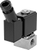 Image of Product. Back orientation. Solenoid On/Off Valves. Compact Solenoid On/Off Valves for Coolant, 303 Stainless Steel Body with DIN C Connection.