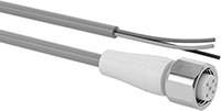 Image of Product. M12 Socket × Wire Leads. Front orientation. Metric Circular Cords. Food Industry M12 Cords, M12 Socket × Wire Leads.