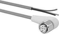 Image of Product. M12 90° Elbow Socket × Wire Leads. Front orientation. Metric Circular Cords. Food Industry M12 Cords, M12 90° Elbow Socket × Wire Leads.