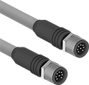 Image of Product. A-Coded Plug × A-Coded Plug. Front orientation. Ethernet Cords. Ethernet Cords with M12 Connectors, Plug, Straight End, A Code.