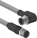 Image of Product. A-Coded Plug × 90° Elbow A-Coded Plug. Front orientation. Ethernet Cords. Ethernet Cords with M12 Connectors, Straight End, 90° Elbow End, Plug, A Code.