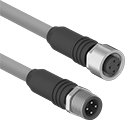 Image of Product. D-Coded Plug × D-Coded Socket. Front orientation. Ethernet Cords. Ethernet Cords with M12 Connectors, , Plug, Straight End, D Code.