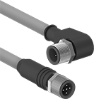 Image of Product. X-Coded Plug × 90° Elbow X-Coded Plug. Front orientation. Ethernet Cords. Ethernet Cords with M12 Connectors, Straight End, 90° Elbow End, Plug, X Code.