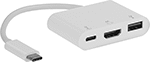Image of Product. With Female USB-A, USB-C, and Standard HDMI Connections. Front orientation. Data Connection Hubs. USB Hubs, USB-C, 3.2 Gen 1 Male Connection, USB-A, 3.2 Gen 1 (1)
USB-C, 3.2 Gen 1 (1)
Standard HDMI (1).