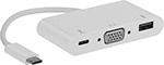 Image of Product. With Female USB-A, USB-C, and Computer HD15 Connections. Front orientation. Data Connection Hubs. USB-C, 3.2 Gen 1 Male Connection, HD15 Connection, 1 USB Connections.