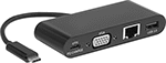 Image of Product. With Female USB-A, USB-C, Computer HD15, and Ethernet RJ45 Connections. Front orientation. Data Connection Hubs. USB-C, 3.2 Gen 1 Male Connection.