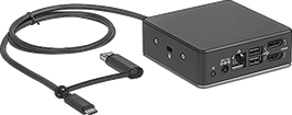 Image of Product. With Female USB-A, Standard HDMI, Ethernet RJ45, and 3.5 mm Audio Stereo Socket Connections. Front orientation. Data Connection Hubs. USB Hubs, USB-A/USB-C, 3.2 Gen 1 Male Connection, USB-A, 3.2 Gen 1 (3)
Standard HDMI (2)
Ethernet RJ45 (1)
3.5 mm Audio Stereo Socket (1).