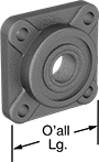 Image of Product. Front orientation. Contains Annotated. Mounted Bearings. Extreme-Temperature Mounted Sleeve Bearings with Four-Bolt Flange.