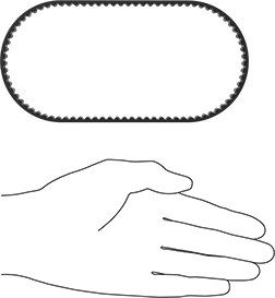 Image of Product. Side1 orientation. Contains SizingReference. High-Strength HTD Timing Belt, 15 mm Wide, Trade Number 425-5m-15.