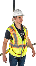 Image of ProductInUse. Front orientation. Vests. High-Visibility Vests for Fall-Arrest Harnesses.