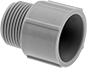 Image of Product. Push-In × Threaded. Front orientation. Conduit and Fittings. Rigid Plastic (PVC) Conduit and Fittings, Connector Fitting, Straight, Push-In Conduit Connection × Threaded Knockout Connection.