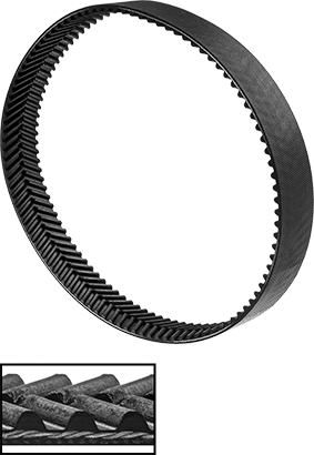 Image of Product. Front orientation. Contains Inset. High-Strength Ultra-Quiet Timing Belt, Tire Track Teeth, 16 mm Wide, y-1280.