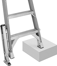 Image of ProductInUse. Front orientation. Ladder Levelers. Levelers with Foot Lock and Swivel Shoe.