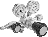 Image of Product. Single Stage. Front orientation. Pressure-Regulating Valves. High-Purity Tank-Mount Pressure-Regulating Valves for Fuel Gases, Female Inlet, Female Outlet, Brass Body, Single Stage.