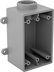 Image of Product. Front orientation. Outlet Boxes. Plastic Conduit-Ready Outlet Boxes, 1 Conduit Connection, For Maximum of 1 Device.