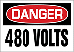Image of Product. Front orientation. Labels. Electrical Hazard Labels , Danger—480 Volts.