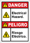 Image of Product. Front orientation. Labels. Illustrated Electrical Hazard Labels , Danger—Electrical Hazard/Peligro—Riesgo Electrico.