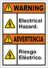 Image of Product. Front orientation. Labels. Illustrated Electrical Hazard Labels , Warning—Electrical Hazard/Advertencia—Riesgo Electrico.